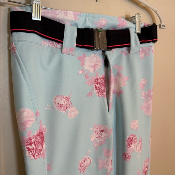 LoveShackFancy x Bogner Fire + Ice Ski Pants Quiet Tide Blue/Pink Floral Print - Picture 6 of 16